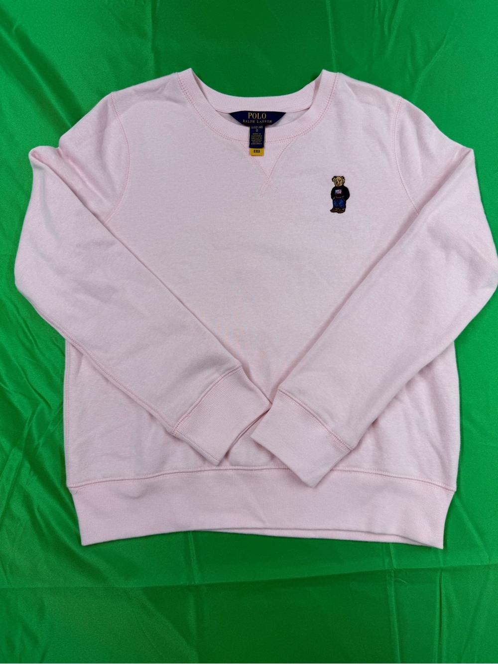 Polo by Ralph Lauren girls Pink Bear Crewneck Sweatshirt